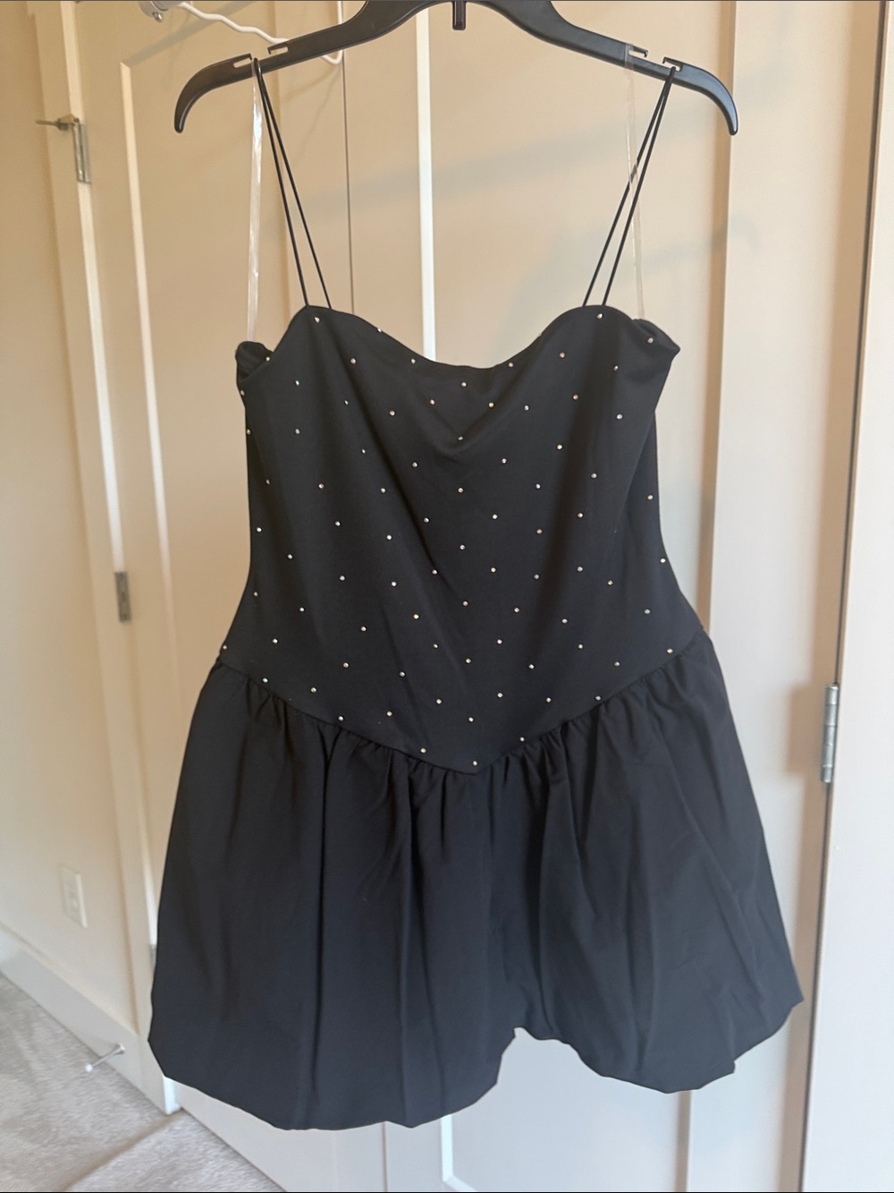 Francesca's Black Spaghetti Strap Rhinestone Mini Dress XL